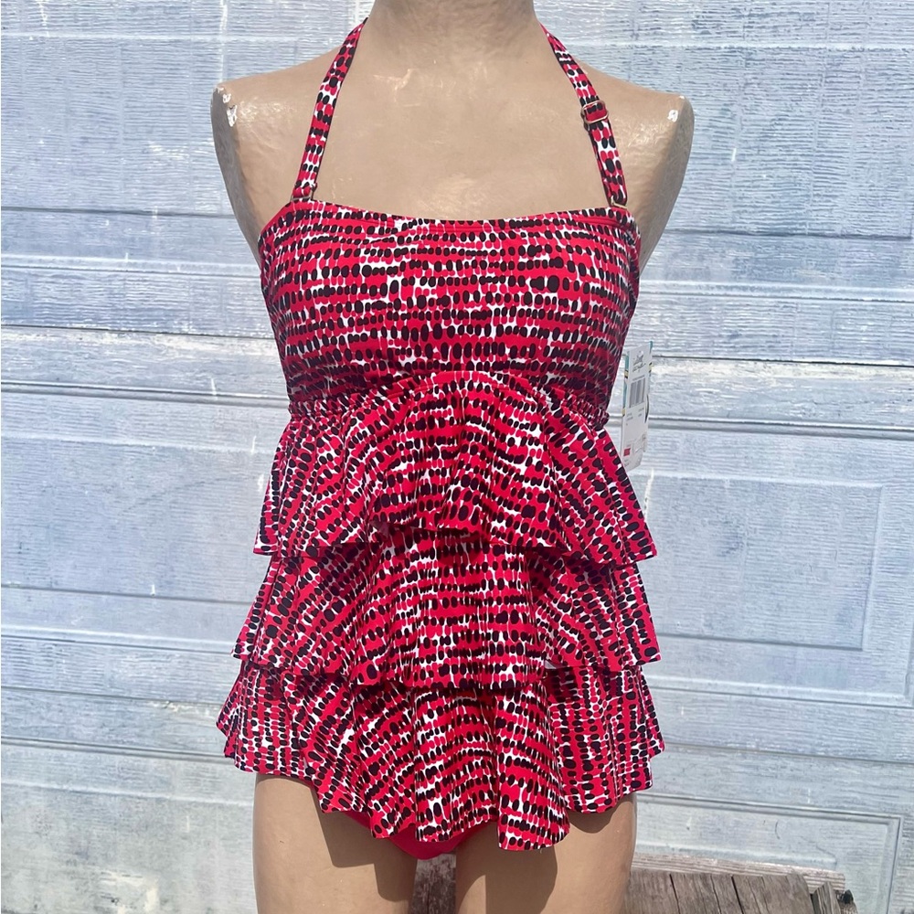 Island Escape Sz 8 Tiered Tankini Top! NEW!